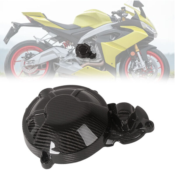 Vista isométrica de la Aprilia RS660 en fibra de carbono